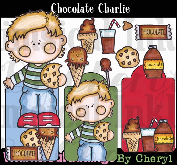 Cioccolato Charlie... Grafica colorata a mano