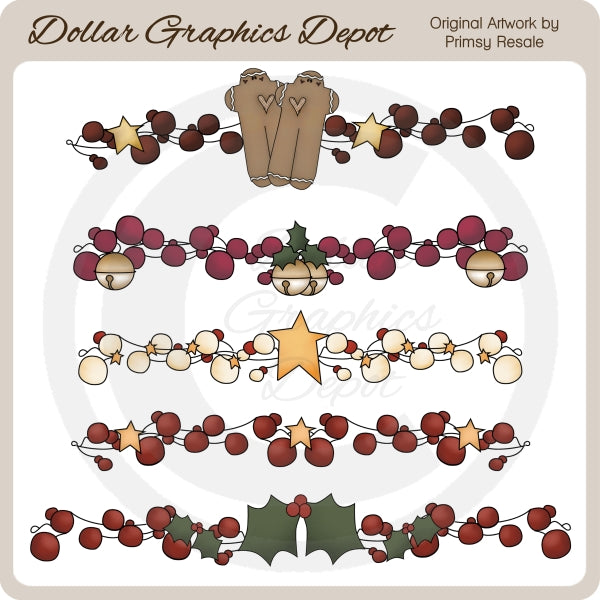 Bordi di bacche di Natale - ClipArt