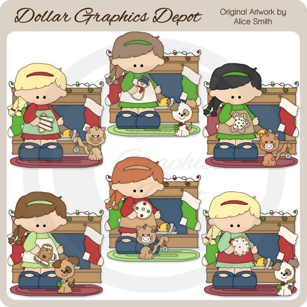 Ragazze con biscotti di Natale 1 - ClipArt - Esclusiva DCS