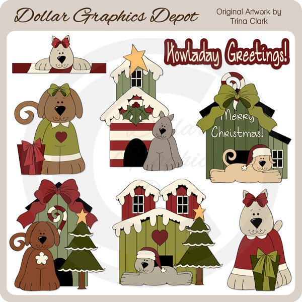 Perritos De Navidad - Clipart