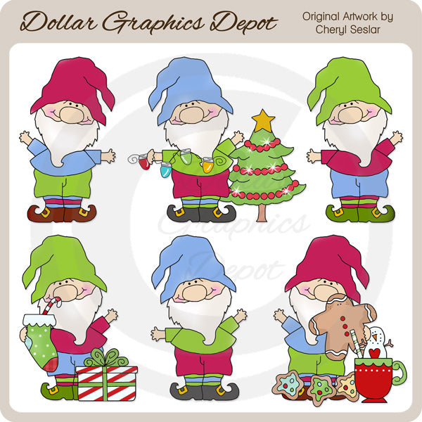Gnomos De Navidad - Clipart