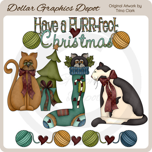 Gatitos De Navidad - Clipart