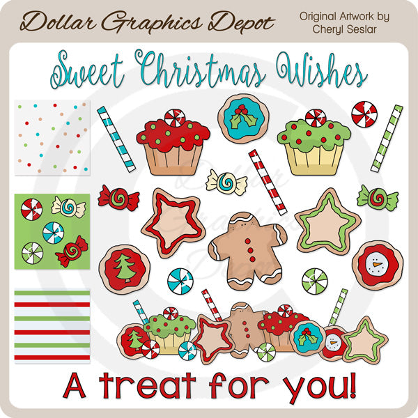 Dulces y golosinas navideñas - Clipart
