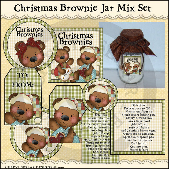 Juego de mezcla de tarros de brownie navideño