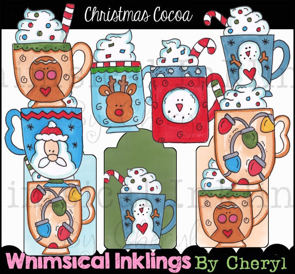 Cacao di Natale... Collezione grafica colorata a mano