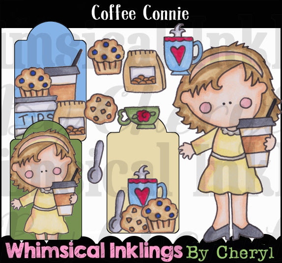 Café Connie... Colección gráfica coloreada a mano