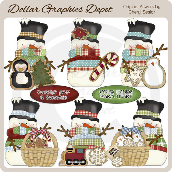 Muñecos De Nieve Del Campo - Galletas De Navidad - Clipart