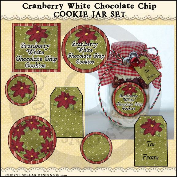 Cranberry White Chocolate Chip Cookie Jar Set
