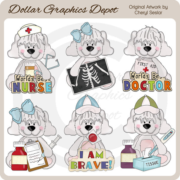 Cuddle Pups - Get Well Soon - Clip Art