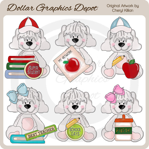 Cuddle Pups - Ir A La Escuela - Clipart