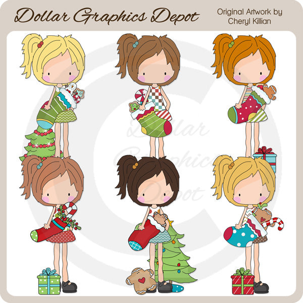 La linda Katie ama la Navidad - Clipart