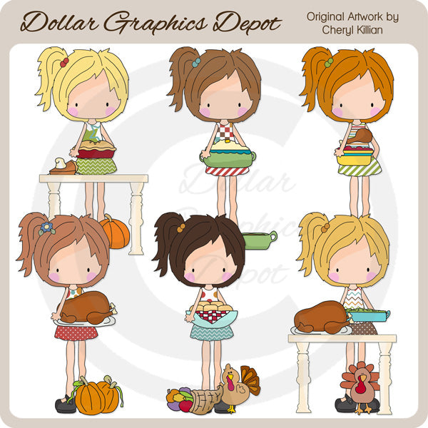 Cute Katie Loves Thanksgiving - Clip Art