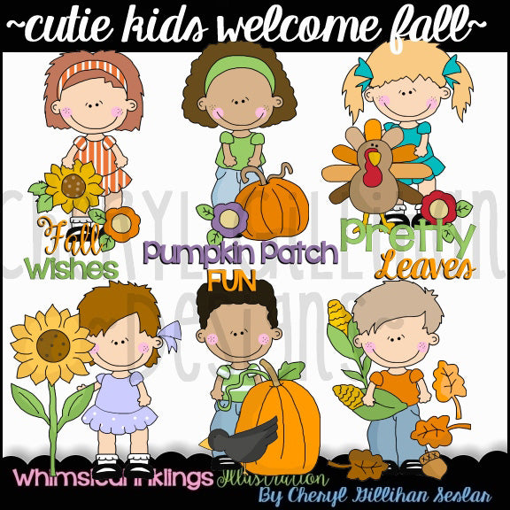 Lindos niños bienvenidos al otoño