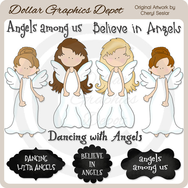 Bailando con ángeles - Clipart