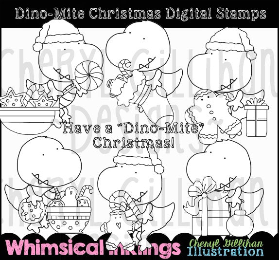 Dinomite Christmas - Digital Stamps