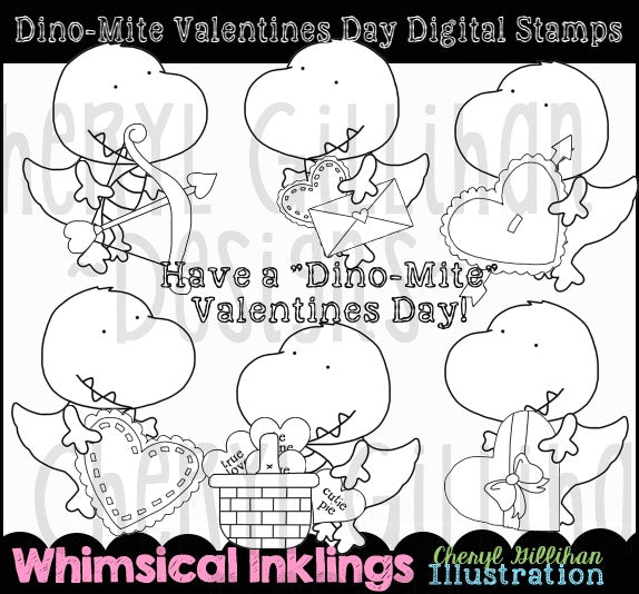 Dinomite Valentines Day - Digital Stamps