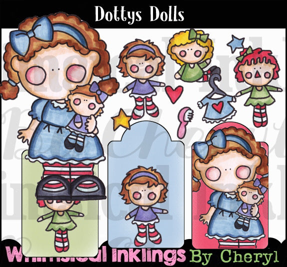Muñecas de Dotty... Colección gráfica coloreada a mano