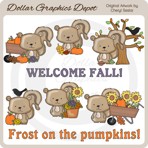 Ardillas De Otoño - Clipart