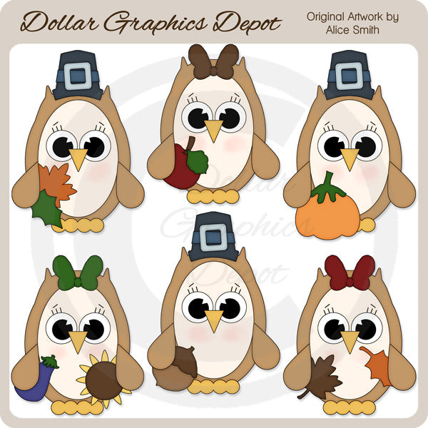 Gufi autunnali - ClipArt