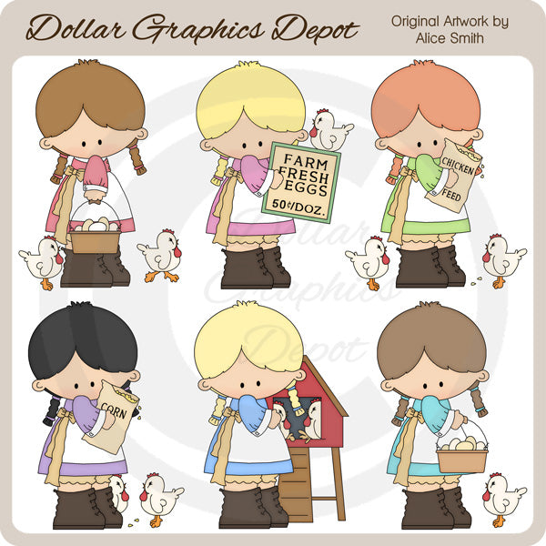 Ragazze della fattoria - Pulcini - ClipArt - Esclusiva DCS