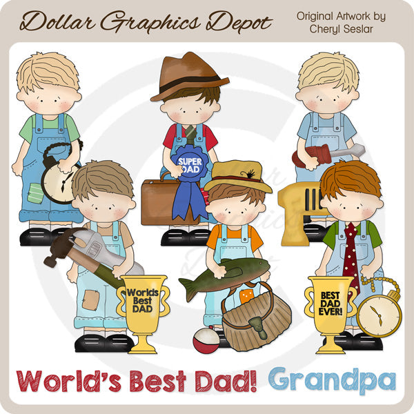 Niños del Día del Padre - Clipart - Exclusivo de DCS