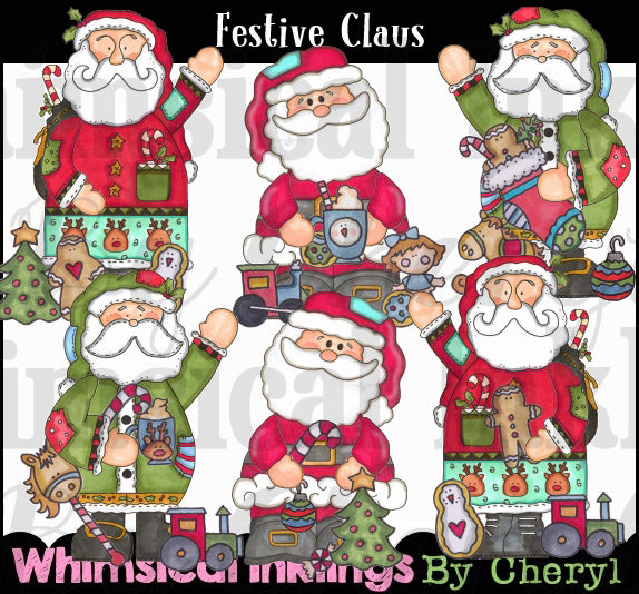 Claus festivo... Colección gráfica coloreada a mano