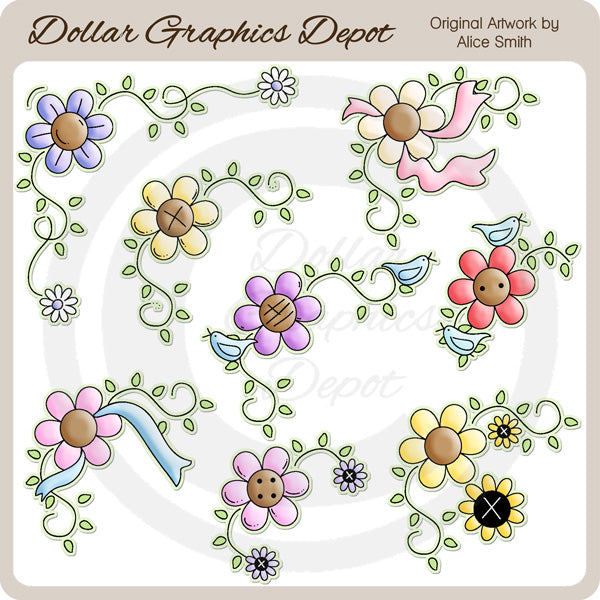 Esquinas Florales - Clipart