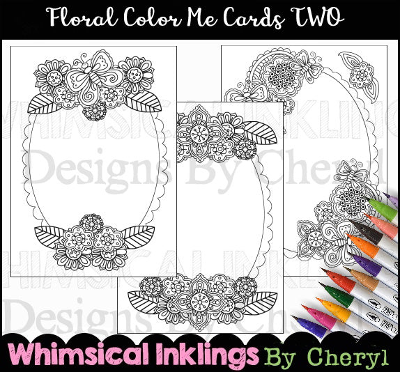Floral Color Me Card Fronts Two  (WI)