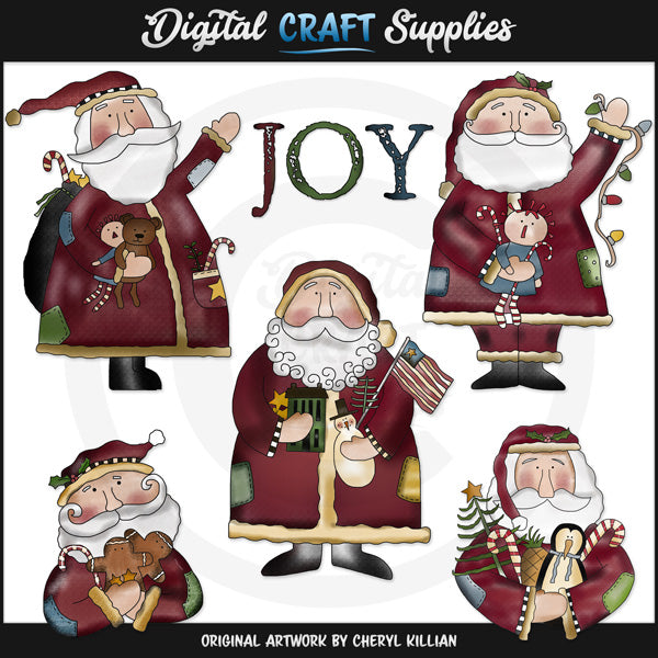Folkart Santa - Recoloreado - Exclusivo de DCS