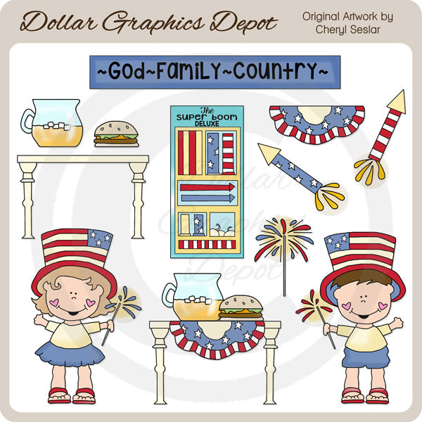 Fourth of July Celebration - Clip Art
