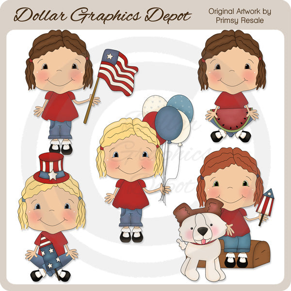 Chicas del 4 de julio - Clipart