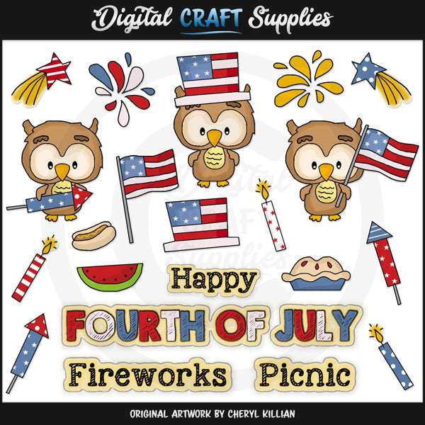 Gufi del 4 luglio - ClipArt