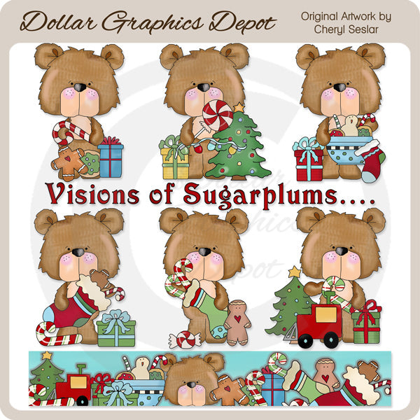 Freddy Bear ama la Navidad - Clipart