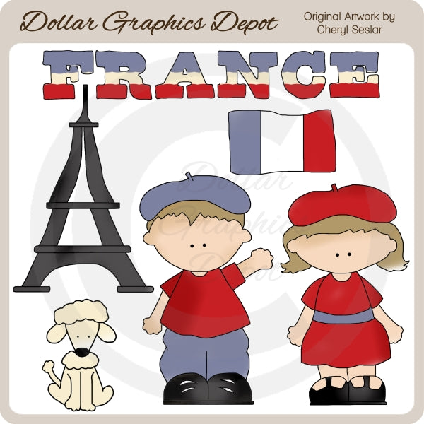 Niños franceses - Clipart