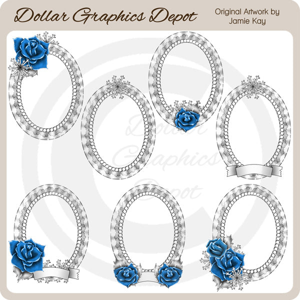 Frosted Rose Frames - Clip Art