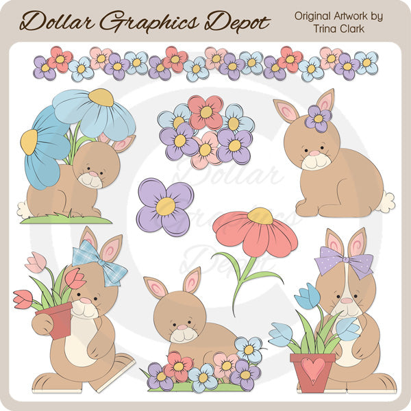 Conejitos De Jardín 1 - Clipart