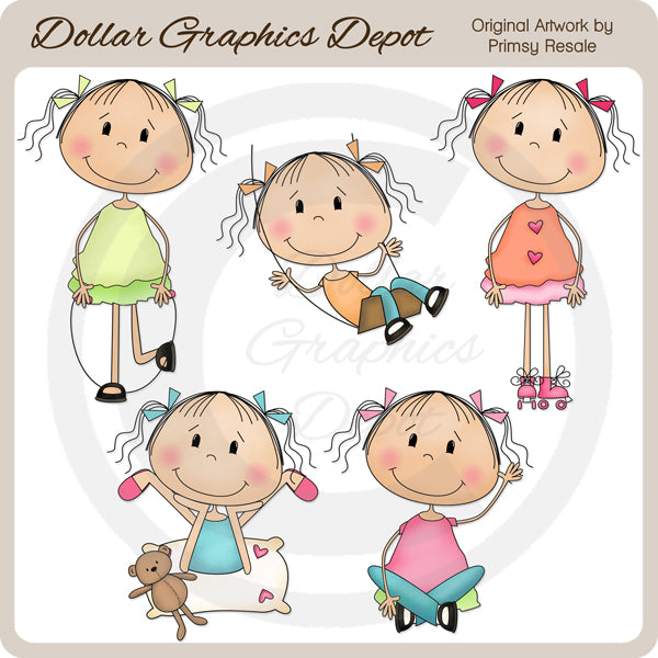 Girls Having Fun - Clip Art