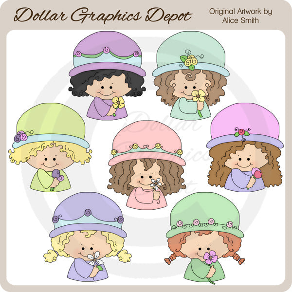 Niñas y flores - Imágenes Prediseñadas