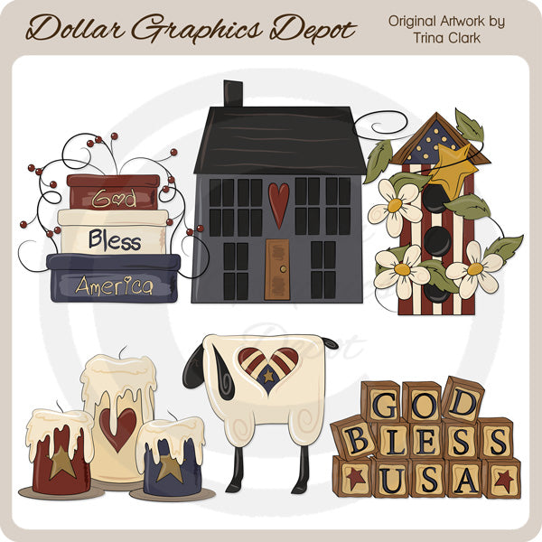 God Bless America 1 - Clip Art