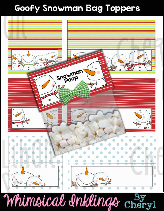 Goofy Snowmen Bag Toppers