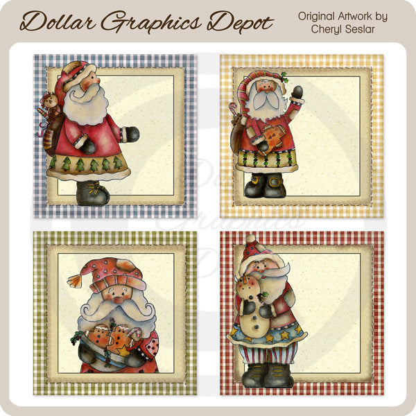 Papá Noel pintado a mano - Bloques
