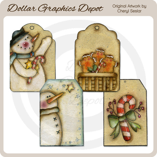 Hand Painted Winter Tags