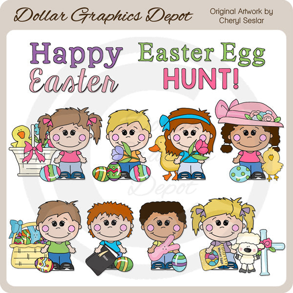 Happy Kids - Easter Sunday - Clip Art
