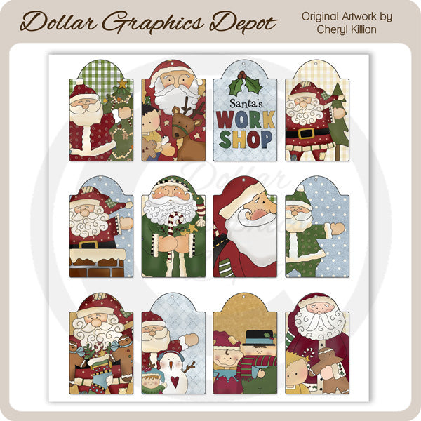 Happy Santa Sheet Tags