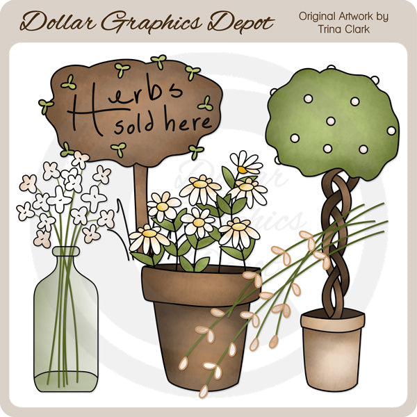 Hierbas vendidas aquí - Clipart