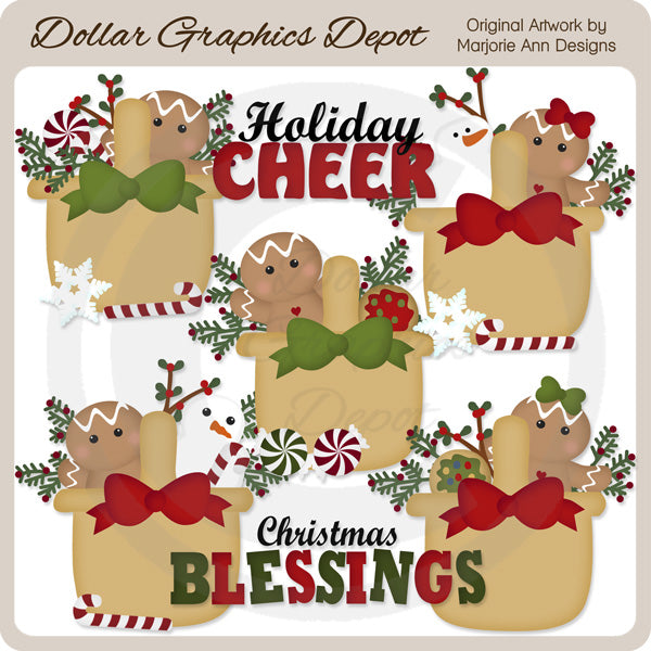 Cestas De Pan De Jengibre Navideñas - Clipart