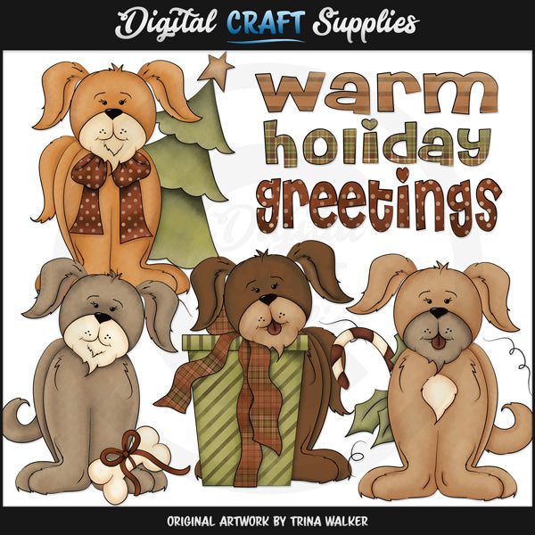 Cachorros Navideños - Clipart