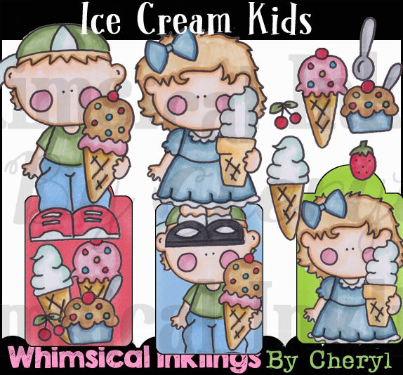 Ice Cream Kids... Collezione grafica colorata a mano