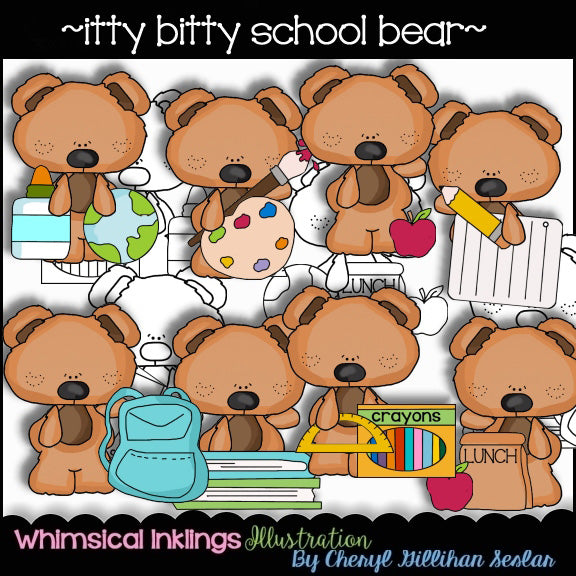 Osos escolares Itty Bitty... Colección de imágenes prediseñadas.
