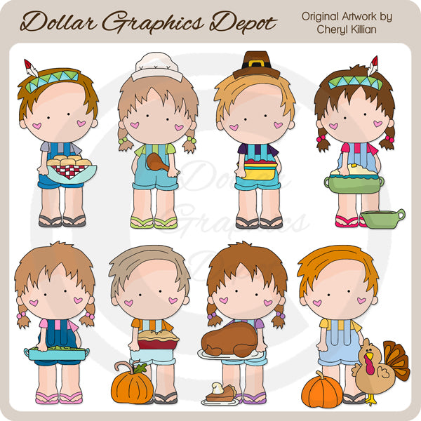 Joey y Amanda - Fiesta de Acción de Gracias - Clipart